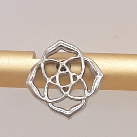 Kendra Scott Dira Silver Tone Stud Logo Earrings - Picture 2 of 5